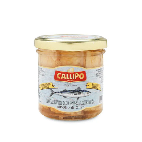 MACKEREL FILLETS IN OLIVE OIL GLASS JAR 150 GR